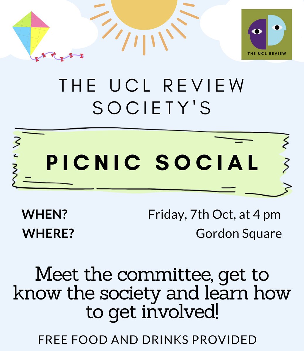TheUCLReview's tweet photo. Our first social for the year is this Friday! 🍕 🧺 Please fill out the following google form if you are thinking of coming so we know your dietary preferences - hope to see you there! https://t.co/j7kOzdhKEI https://t.co/C6MHlsCOby