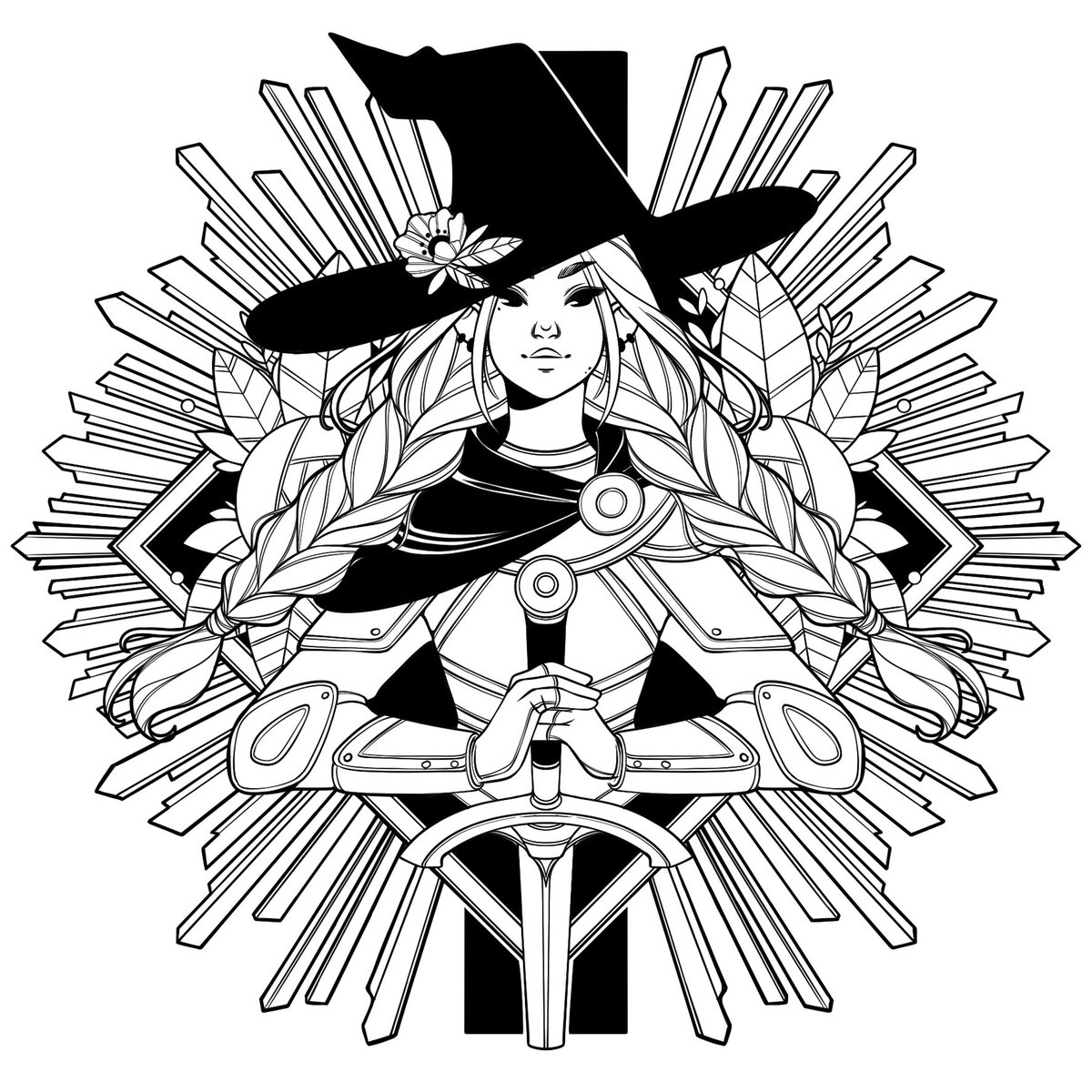 SumiBumii's tweet photo. Witchtober Day 2: "Knight" ⚔️

This is one I would love to color later on. 😊✨ https://t.co/TyRF9k1wtv