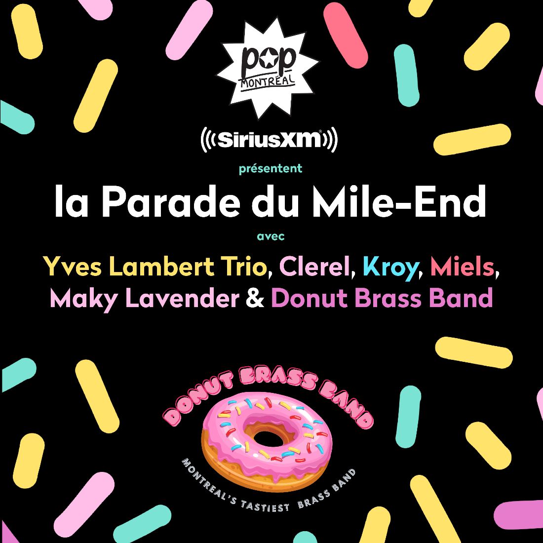 POP Montréal (@popmontreal) on Twitter photo We have teamed up with our partner <a href="/siriusxmcanada/">SiriusXM Canada</a> to present a beautiful musical parade around the mile end featuring Yves Lambert Trio, <a href="/ClerelJammin/">Clerel</a> , <a href="/kroyworld/">KROY JAMES BELLUCCI</a>, <a href="/Mielsband/">MIELS</a>, <a href="/MakyLavender/">Maky Lavender</a> and the Donut Brass Band!
Today at 3pm. Free. Meet in front of the Rialto Theatre! We have teamed up with our partner <a href="/siriusxmcanada/">SiriusXM Canada</a> to present a beautiful musical parade around the mile end featuring Yves Lambert Trio, <a href="/ClerelJammin/">Clerel</a> , <a href="/kroyworld/">KROY JAMES BELLUCCI</a>, <a href="/Mielsband/">MIELS</a>, <a href="/MakyLavender/">Maky Lavender</a> and the Donut Brass Band!
Today at 3pm. Free. Meet in front of the Rialto Theatre!