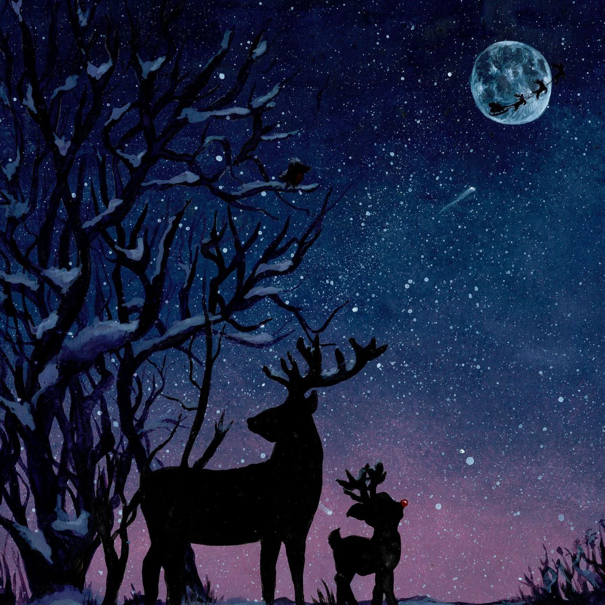 Here it is , the third and final design of our <a href="/Interstellart2/">Interstellart</a> Xmas designs for 2022. A young reindeer looks up into the sky , to view a certain ‘something ‘ flying across the moon . Perhaps one day that little reindeer will fly to ??
Love to know everyone’s thoughts ?