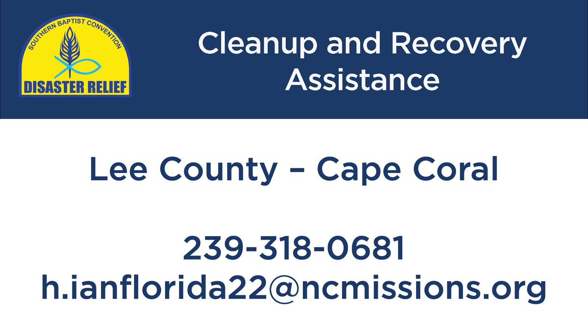 FloridaBaptists's tweet photo. Need help with cleanup and recovery from Hurricane Ian? Contact a team in your area. #HurricaneIan #RightBesideYou #sendrelief https://t.co/rcKEF7TNyr