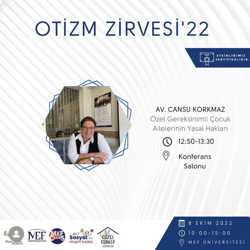 AvCansuKorkmaz's tweet photo. @MEFuniversitesi @GuzelGunlerAjnd Otizm Zirvesi’22 etkinliğinde ben de konuşmacıyım! 8 Ekim Cumartesi müsaitseniz bekleriz 🙃 https://t.co/hf81ZiUstc