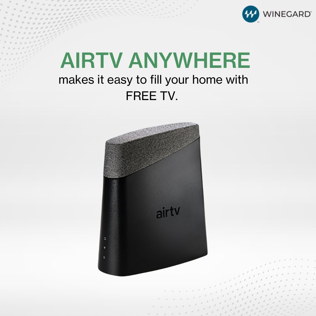 Whether at home or on the go, get access to free local channels on all of your home devices with ease! 📺 
#CutTheCord and say goodbye to running cables! 🤩 
winegard.com/airtv-anywhere/

#Winegard #streaming #movies #sports #news #breakingnews #bingewatching #newreleases #TV