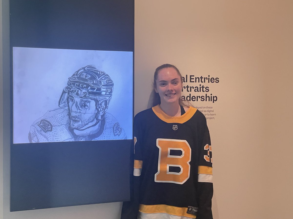 babybergy37's tweet image. My drawing of Patrice Bergeron was in the Museum of Fine Arts