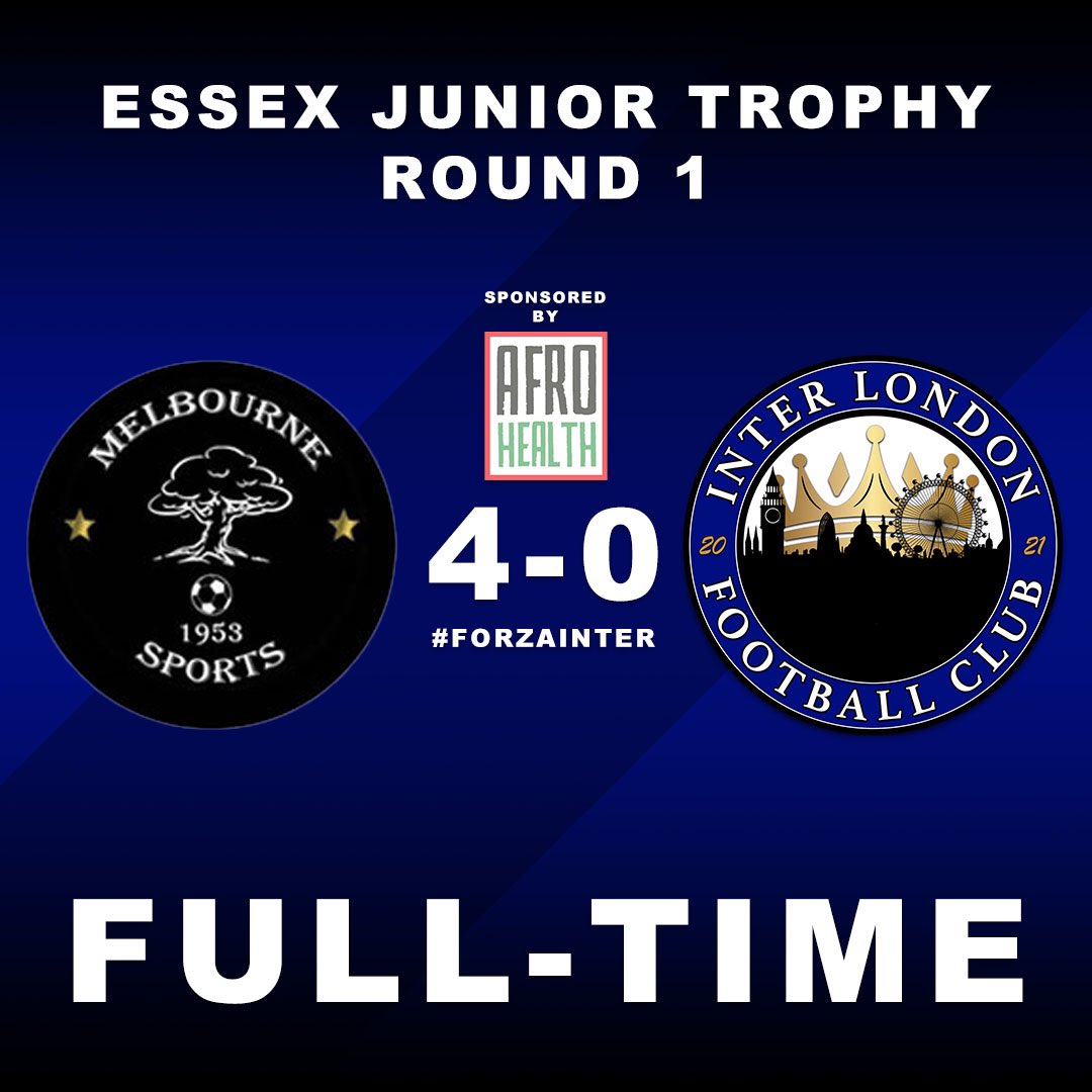 ⏰ FULL-TIME: <a href="/MelSportsFC/">Melbourne Sports FC</a> 4-0 Inter London

❌ An early exit from the Essex Junior Trophy for us this season, but it was always going to be a tough challenge against a team in the division above!

👏🏽 Well done Melbourne Sports, good luck for the rest of the season!