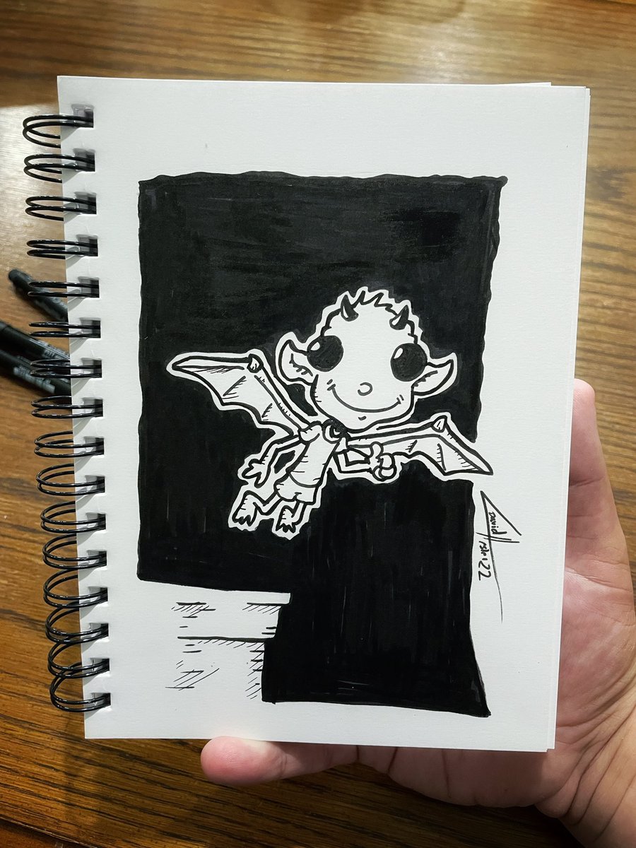 LDHesler's tweet photo. For the first #inktober prompt (Gargoyle), I present Gary. He lives in on top of the local library and he loves playing tag with the Three Little Zombies. Prompt 2 is coming later today! #inktober2022 #childrensbooks #kidsbooks #amdrawing #inkdrawing https://t.co/MgeHN96BI2