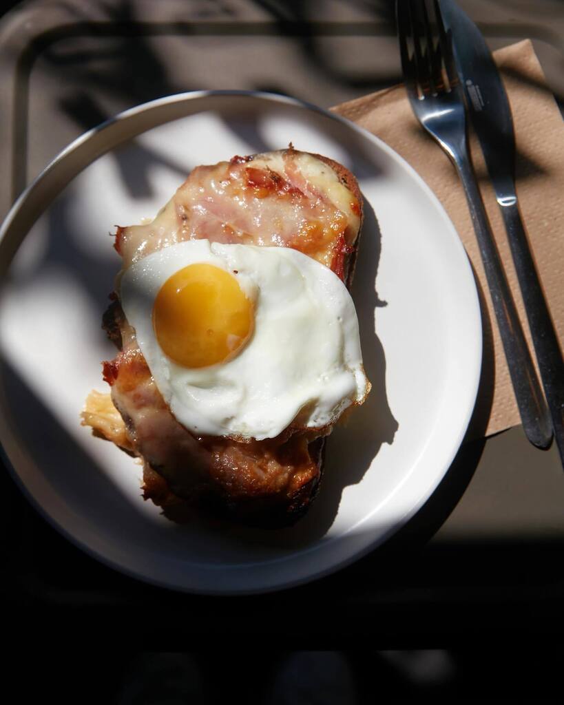 Croque madame - OG menu item that hits every time. Rosemary peppercorn sourdough, prosciutto cotto, gruyere, @horseshoeranchpa egg. #croque #brunch #realbread #sourdough #naturallyleavened #phillyeats #eastpassyunk #bbga #croissant #brunch #cafe #breakfa… instagr.am/p/CjOFHMXproz/