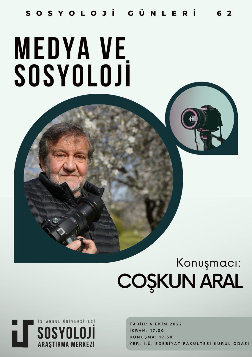 iuefsosyoloji's tweet photo. ⚡ Sosyoloji Günleri, kaldığı yerden devam ediyor..!

Sosyoloji Günleri'nin bu yılki teması: "Medya ve Sosyoloji." 📝

İlk konuğumuz Türkiye'de alanının öncü isimlerinden olan Coşkun ARAL. 📸

Notumuzu alalım:
🗓️ 6 Ekim 2022
⏰ 17.00
📌 İÜEF Kurul Odası

Bekliyoruz..! https://t.co/opxPOBhX65