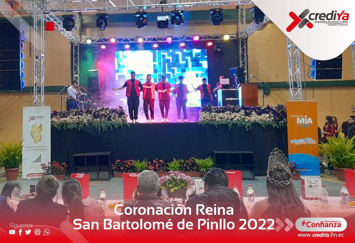 CoopCrediYa's tweet photo. Credi Ya Presente en la Coronación👑 a la nueva Reina de San Bartolomé de Pinllo. Una noche llena de Glamour, Belleza y Grandes Artistas.🎆🎇
#CrediYa  #Pinllo #HonramosTuConfianza https://t.co/hkihxWy5xm
