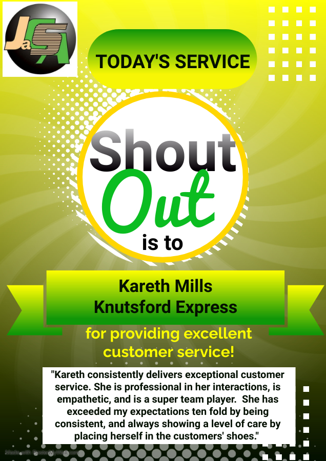 JaCSA_JM's tweet photo. Our Shout Outs today go to:
* Natalie Bell-Miller, Registrar General Department – nominated by Sharon Lee
* Matthew Taylor, tTEch Limited – nominated by Omar Bell
* Kareth Mills, Knutsford Express – nominated by Julia Maragh

Congratulations to our Service Excellence Stars!! https://t.co/fSbx13Lft9