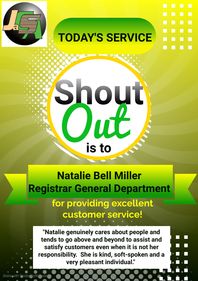 JaCSA_JM's tweet photo. Our Shout Outs today go to:
* Natalie Bell-Miller, Registrar General Department – nominated by Sharon Lee
* Matthew Taylor, tTEch Limited – nominated by Omar Bell
* Kareth Mills, Knutsford Express – nominated by Julia Maragh

Congratulations to our Service Excellence Stars!! https://t.co/fSbx13Lft9
