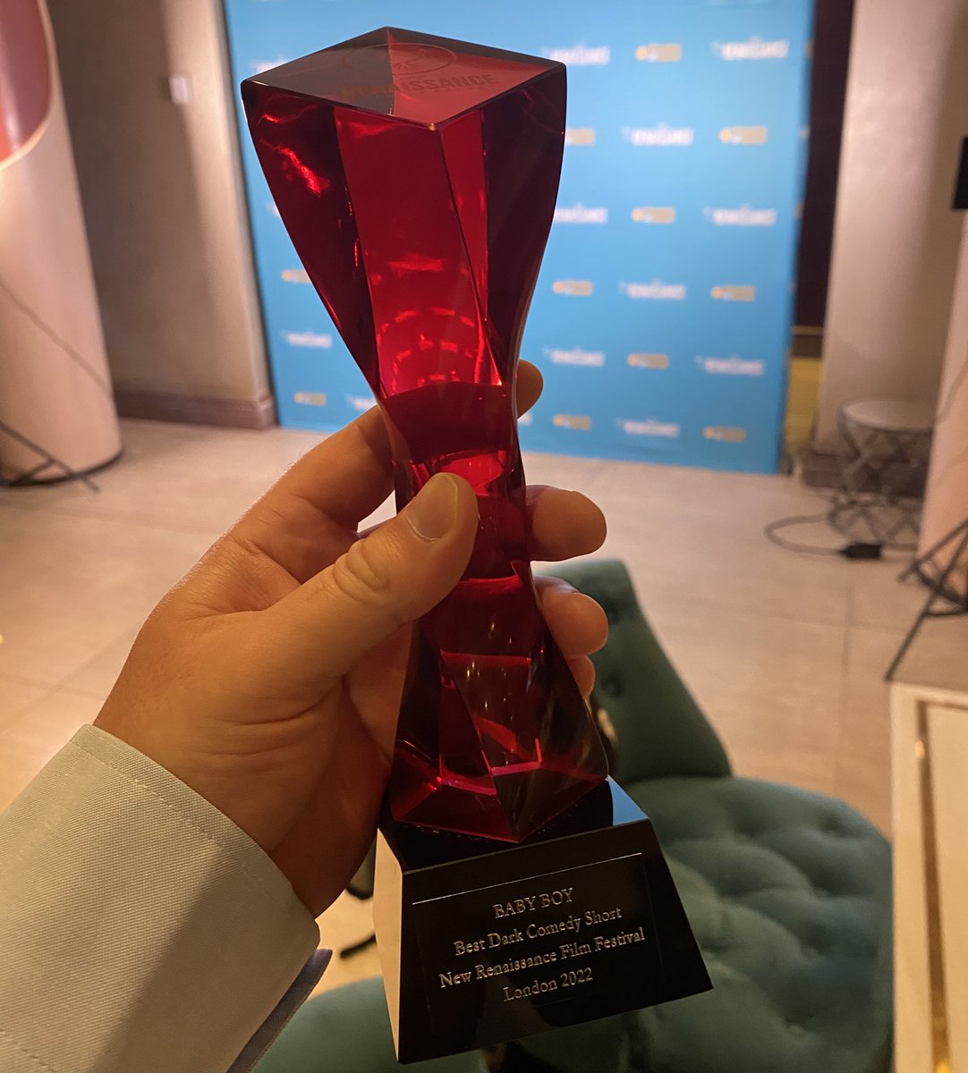 DirGregHall's tweet photo. Happy to announce that Baby Boy won Best Dark Comedy Short - an apt award - at the brilliant @NRFFest with a fantastic selection of films &amp; filmmakers #indiefilm https://t.co/Xd5yDFTi8f