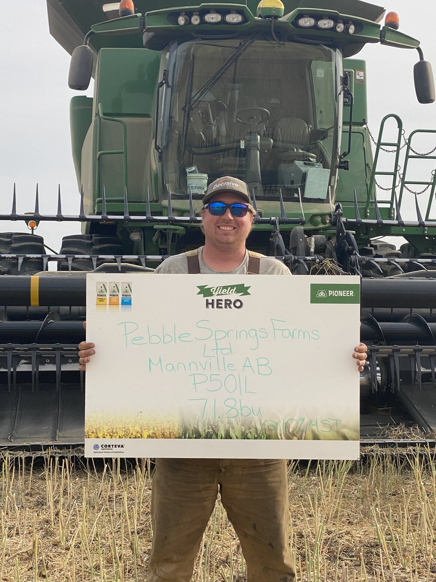 williamsj79's tweet photo. This is the cool stuff you love to hear about!!! Congrats to @CBielesch and the Pebble Springs crew for an incredible yield with their @PioneerSeedsCA canola! 
#yieldhero #yieldhero22 #pioneerseeds https://t.co/zlQDYL48Ij