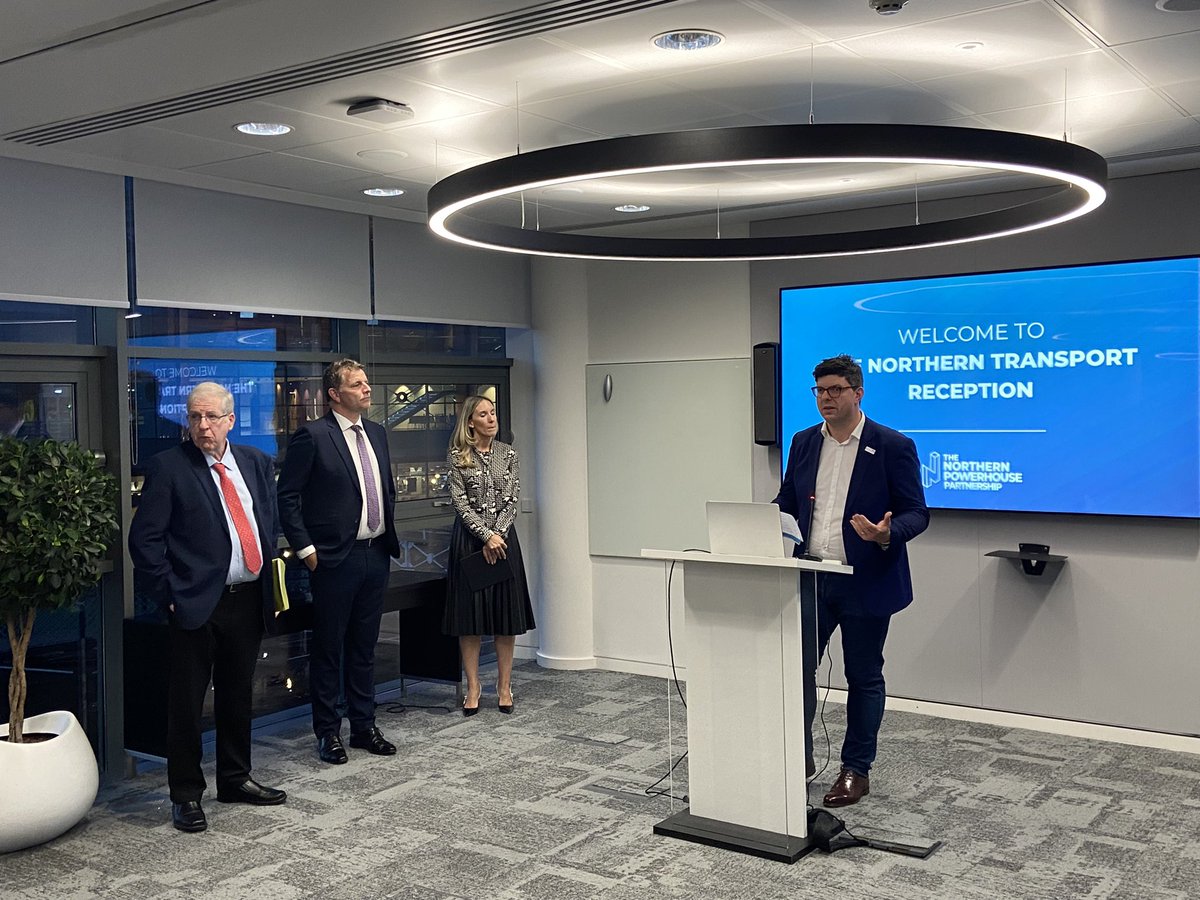 John4Carlisle's tweet photo. At #NorthernPowerhouse #TransportReception @annietrev is addressing MPs, business and civic leaders on her plans to accelerate rail and road projects in the north. https://t.co/j5Utc6Tc0G