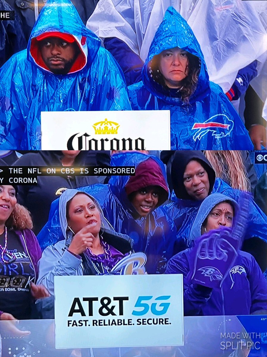 LeeAndDoobsMom's tweet photo. The tale of fan faces. 😂. #WhoWinning . #BUFvsBAL https://t.co/Y05dyelUPO