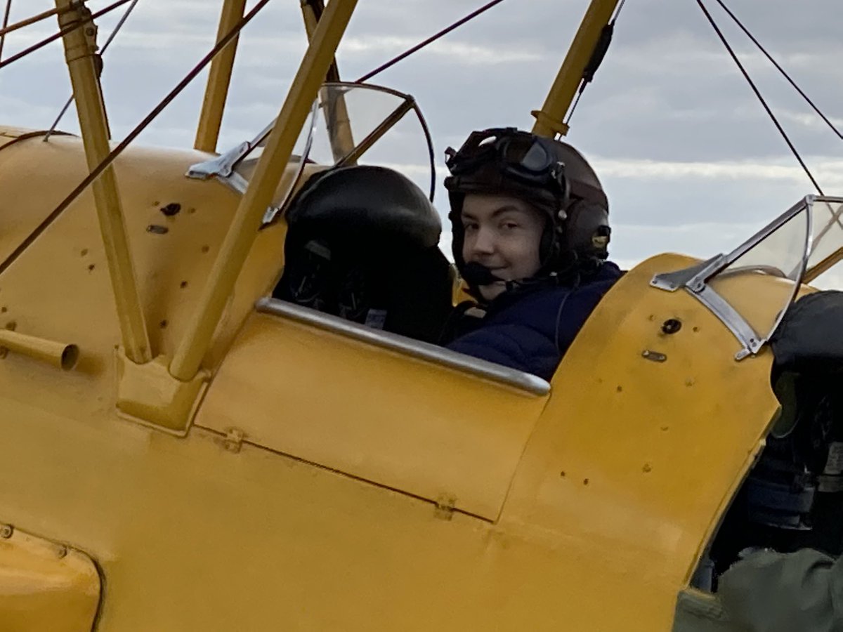 simonaturner100's tweet photo. Wonderful afternoon for my son, fulfilling a dream by flying a Tiger Moth. Thanks so much to @MakeAWishUK for making it happen. Great memories @EdTurner__ https://t.co/aZQPns7Vpb