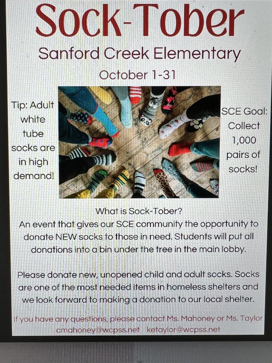lcollinsSCE's tweet photo. @sanfordcreek #giving #kindergarten https://t.co/DsKiO2oGan