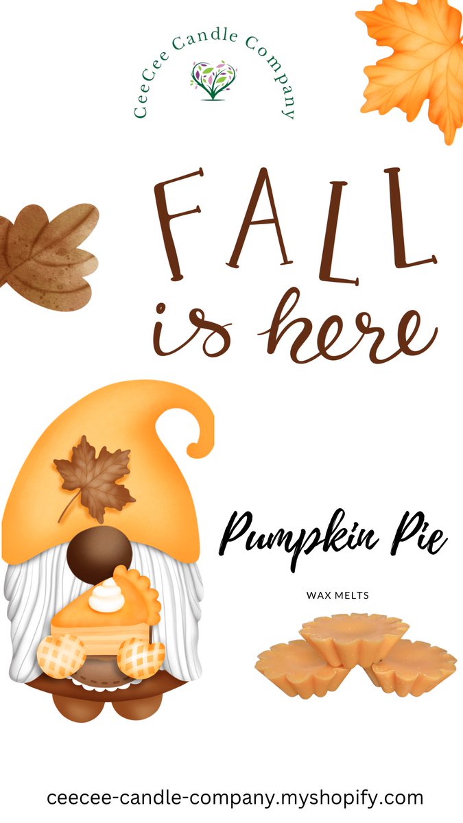 CeeCandle's tweet photo. Fall is here #fallishere #candletarts #pumpkinpie #waxmelts #nutmeg #cinnamon #vanilla #piecrust #clove #allnatural #fyp #blackowned #candlestore #aromatherapyproducts https://t.co/xjm8fHHX1n https://t.co/AHuLXJRlxL