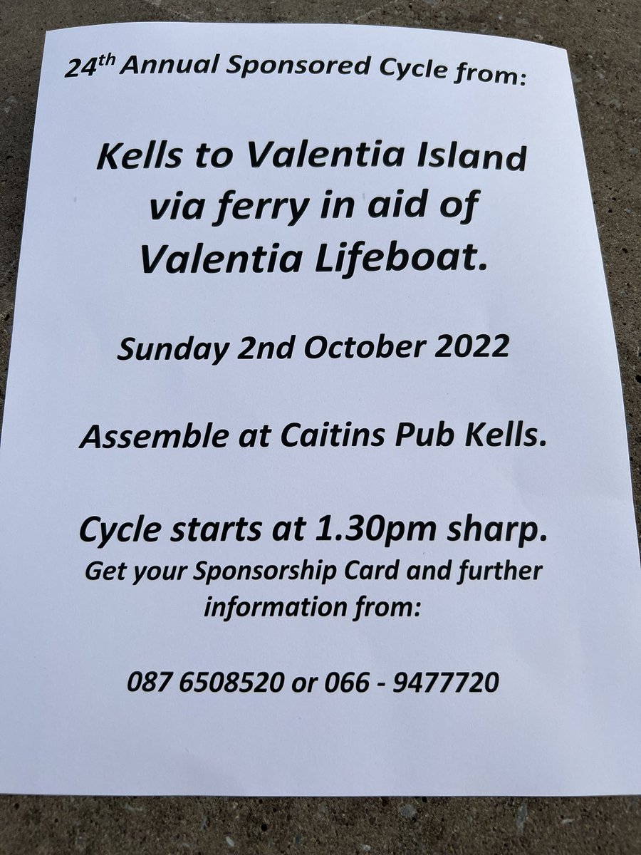 EileenGarvey18's tweet photo. Great day for a great cause ☀️Super well done to all the cyclists 🚴‍♀️ that took part to raise much need funds for our local Lifeboat. #RNLI #Kells to #Valentia https://t.co/y78qOiRXV1