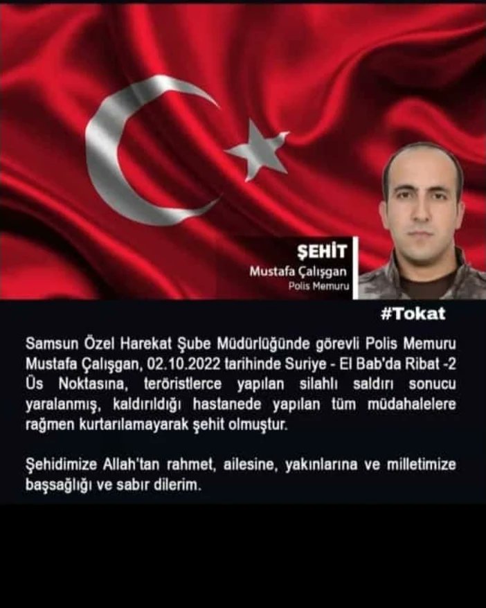#ŞehitPÖH #MustafaÇALIŞGAN
Ölüp de ölmeyene, ölüm cana minnettir. Ey hak için can veren, ölümün ne nimettir.
#MakamınCennetOlsunYiğidim
#KAHROLpkk