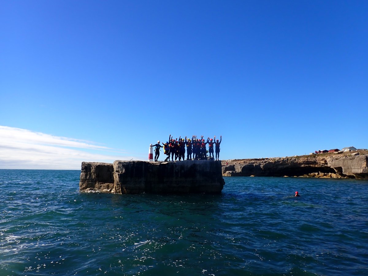 HurrelPaul's tweet photo. Coasteering today on Portland, Dorset. #coasteer #adrenalinesports #extremeadventure #Dorset https://t.co/tweFIUVM2z
