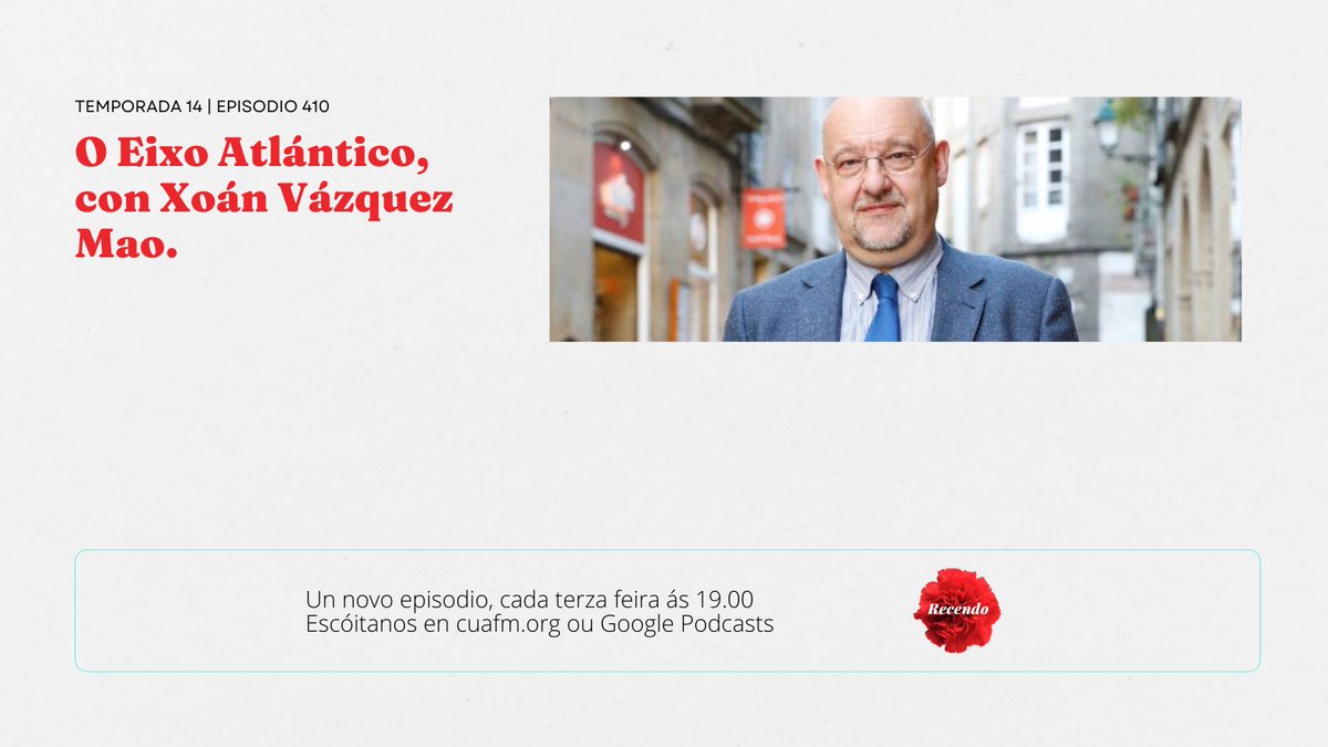 RecendoACAB's tweet photo. Volta o #Recendo da @ACBoveda ás ondas de @CuacFM 💫
O martes estreamos temporada falando co Xoán Vázquez Mao (@XoanMao) do Eixo Atlántico (@eixoatlantico).
🕖 Ás 19.00 CET en @CuacFM
📻 Escoita en https://t.co/5IHcGKFanR
🎯 O podcast (5 min. despois): https://t.co/LET6C6nObm https://t.co/jCqQ7pHZyr