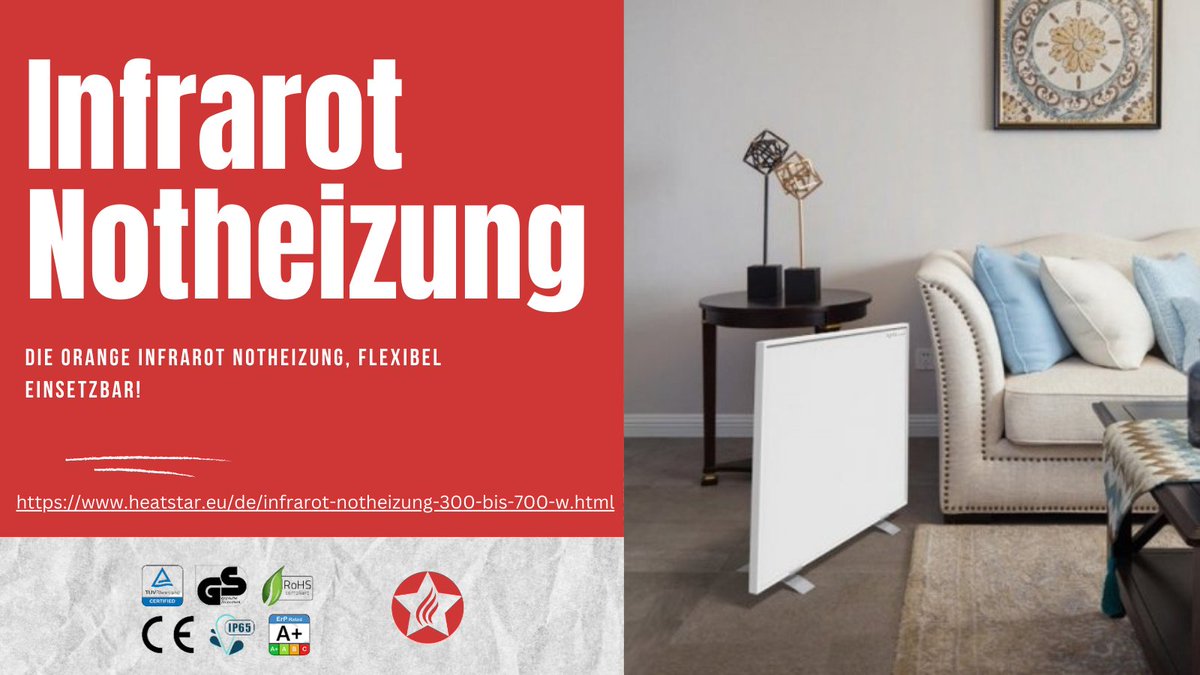 Wenn keine Gas oder #Ölheizung verfügbar ist, die #Heizungsanlage einer Reperatur unterzogen werden muss und es notdürftig geheizt werden muss, dann ist eine Orange #Infrarot #Notheizung die richtige Lösung.

heatstar.eu/de/infrarot-no…

#Gaspreis #infrarotheizung
#notheizung