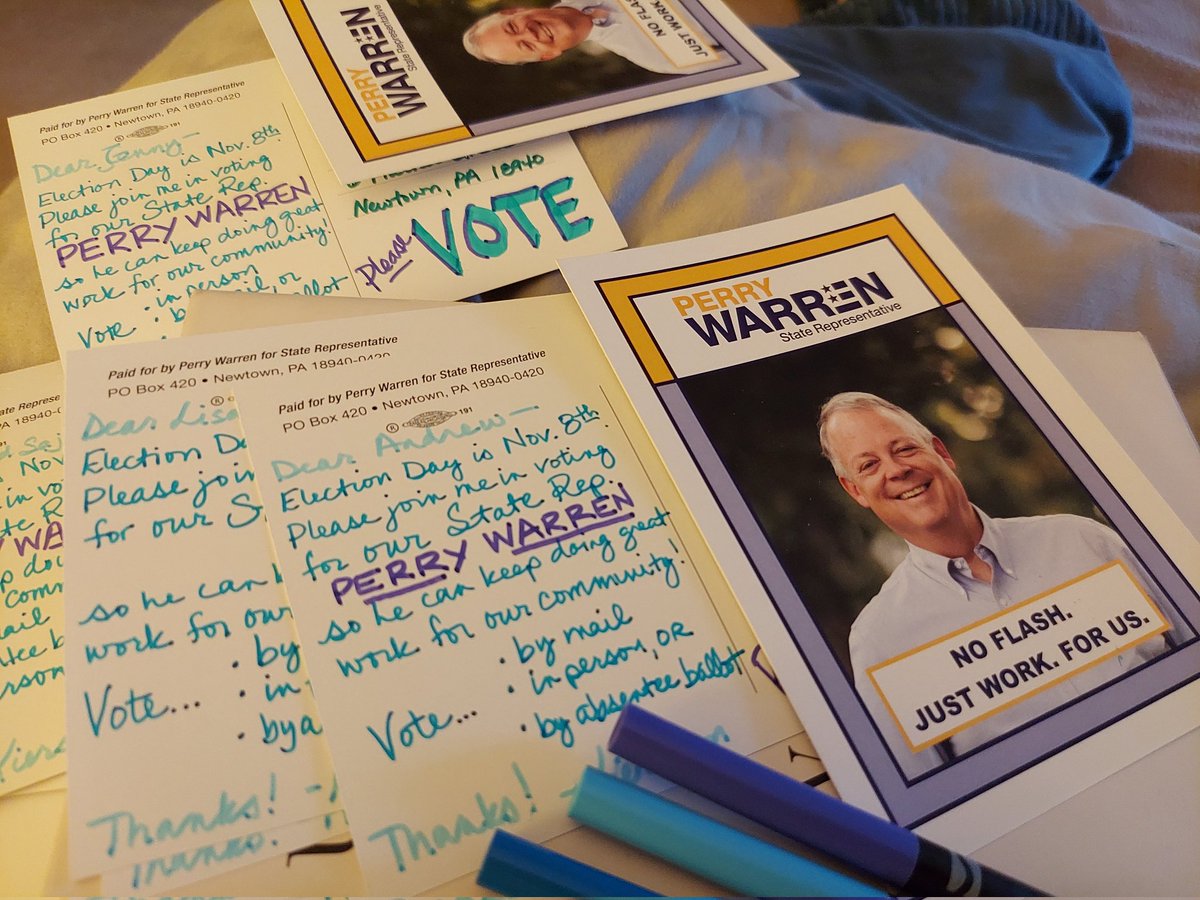 IndivisibleBUX's tweet photo. With all this #Pennsylvania rain, it is a great day to do #postcards!
Having finished the 21,000 #PA01 cards that @IndivisibleTeam sent our #BucksCounty volunteers, we've moved on to local candidates, like wonderful #PAHD31 @RepPerryWarren!
Who are you #postcarding for today? https://t.co/DrtiPWfyF6