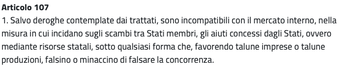 JohnFocardi's tweet photo. @vitalbaa Le specifiche sono indicate nell'articolo 107 del Trattato sul funzionamento dell'Unione Europea (TFUE) che credo sia stato violato.
https://t.co/ekYC9CKpD3 https://t.co/YbGw0dfGw4