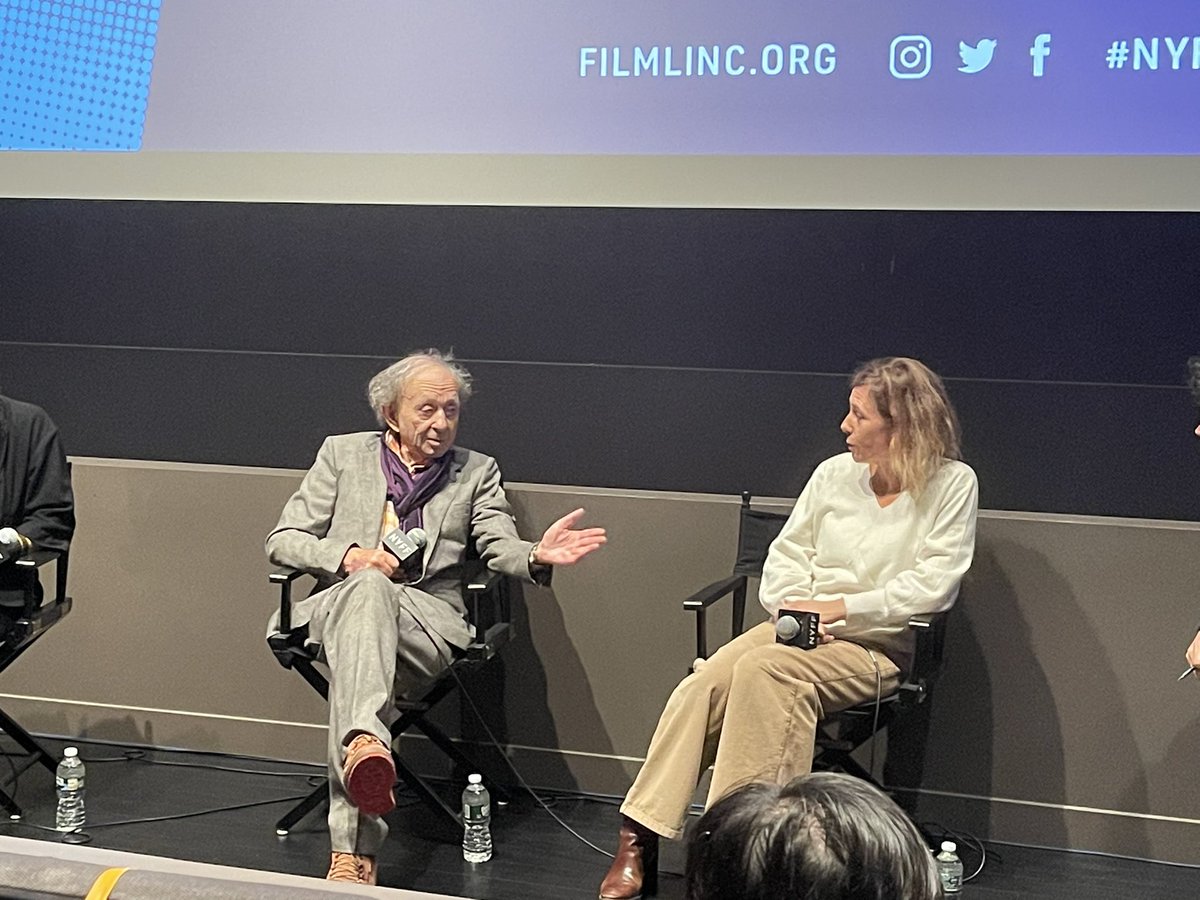 LifeIsAFilmFest's tweet photo. Master documentarian Frederick Wiseman and his co-writer and actress Nathalie Boutefeu at @TheNYFF for the screening of A COUPLE, a rare narrative feature for him. #NYFF60 #NYFF ##ACouple #FrederickWiseman #FilmTwitter https://t.co/DkVM3KByJD