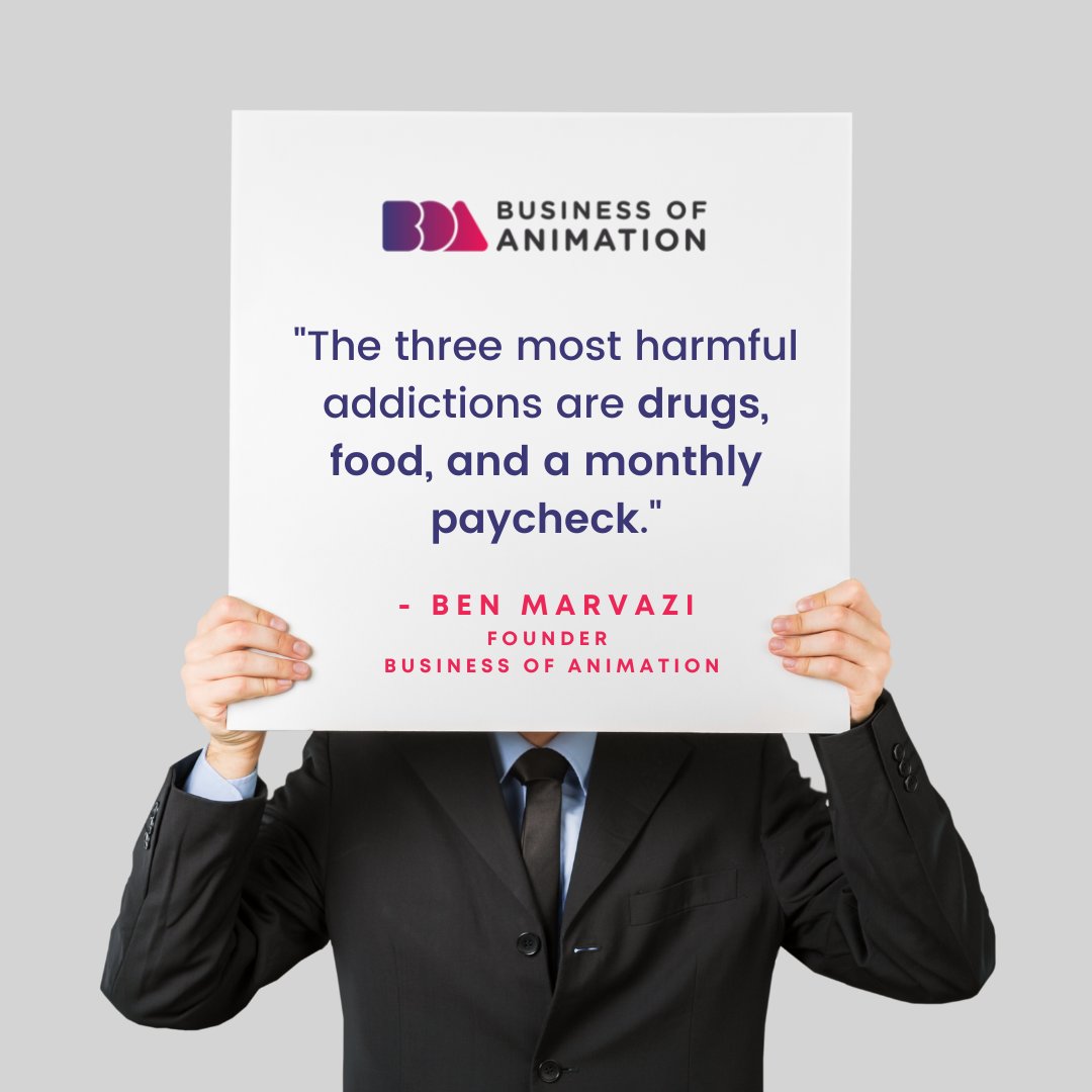 animationbiz's tweet image. "The three most harmful addictions are drugs, food, and a monthly paycheck." - Ben Marvazi, Founder of Business of Animation

Want to Know How Our Founder Built a 7-Figure Animation Studio? Link in bio.

#AnimationQuote #AnimationQuotes #AnimationInspiration #AnimatorQuote