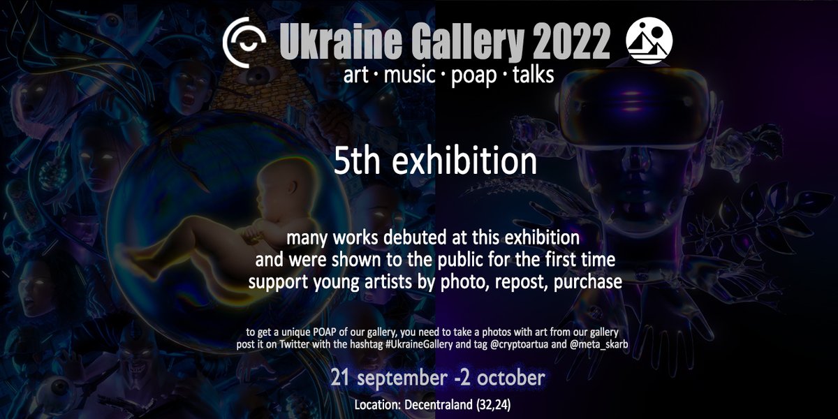 Today we are closing our gallery, finishing the 5th exhibition, have time to enjoy the art and see you again at the same place  Thanks <a href="/alina_dreiman/">ALINA.eth🇺🇦🇮🇱</a> <a href="/andriigrasadept/">Andrii Pavlov art 🇺🇦</a> <a href="/CryptoArtUA/">CryptoArt Ukraine</a> <a href="/meta_tata_ua/">_MetaTata_🇺🇦</a> <a href="/NikitaKhudiakov/">Nikita FREEBOID 🇺🇦</a> for this interesting experience #ukrainegallery