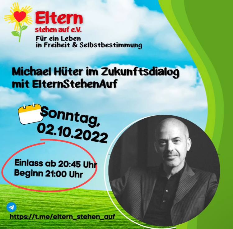 ElternStehenAuf's tweet photo. Jetzt! 
Michael Hüter im Live Chat

https://t.co/fa3zs2y0Ol https://t.co/O6rbnE4QZm