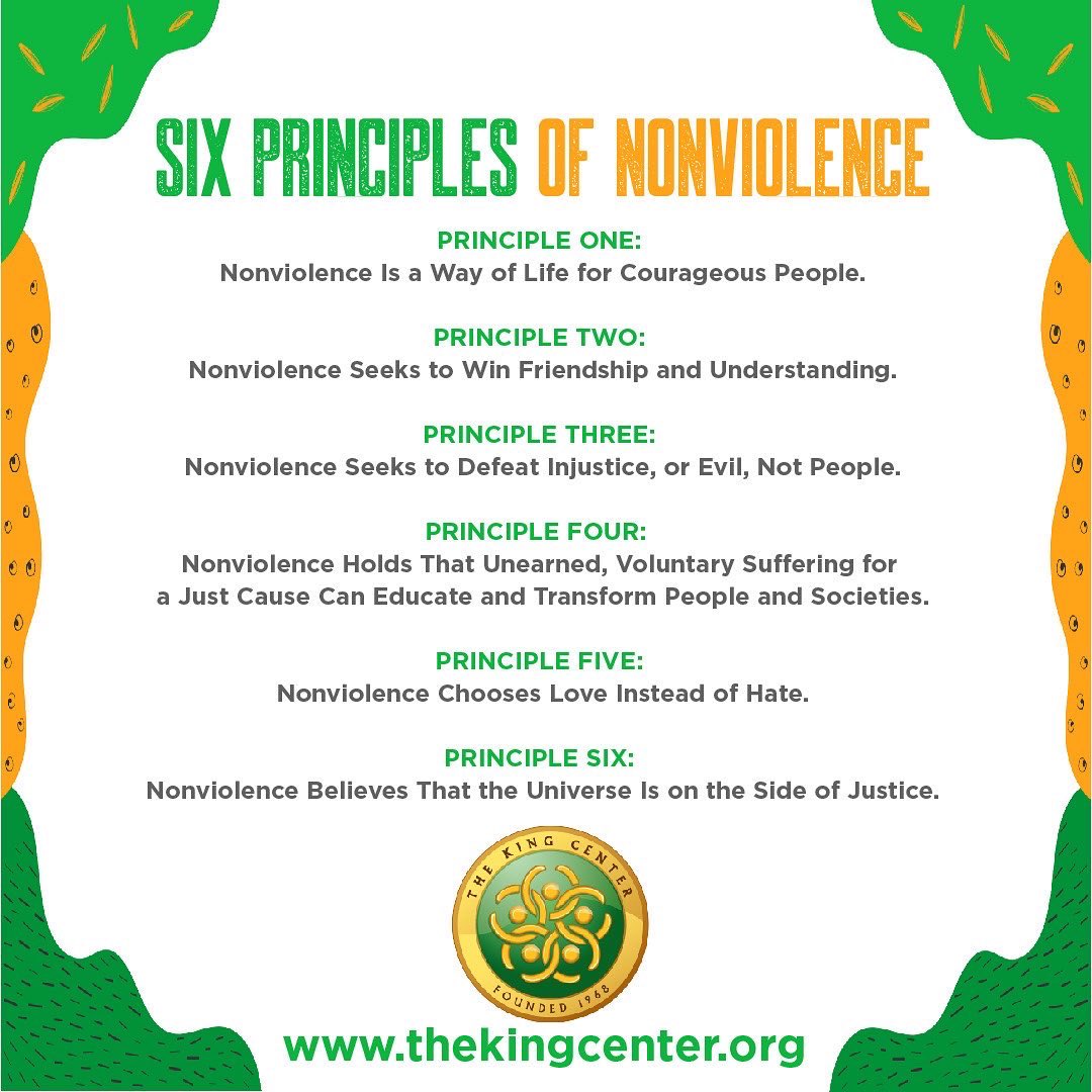 #Nonviolence believes that the universe is on the side of justice. The nonviolent resister has deep faith that justice will eventually win.

#MLK #Principle6 #PrinciplesOfNonviolence #InternationalDayOfNonviolence