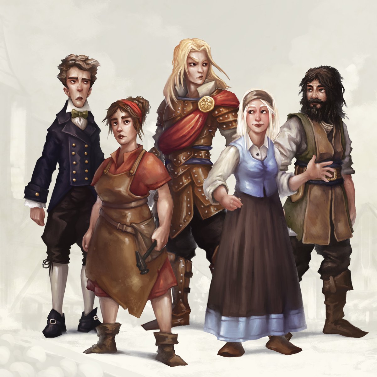 Tift23's tweet photo. Showing off some of the NPCs you are likely to meet within the first mission of the Among Thieves adventure

https://t.co/C965X0Bhlu

This character art is done by the talented @tofurevolution who we recommend you check!

#5e #dnd #dnd5e #characterdesign #characterart #digitalart https://t.co/sYa1SalOLi