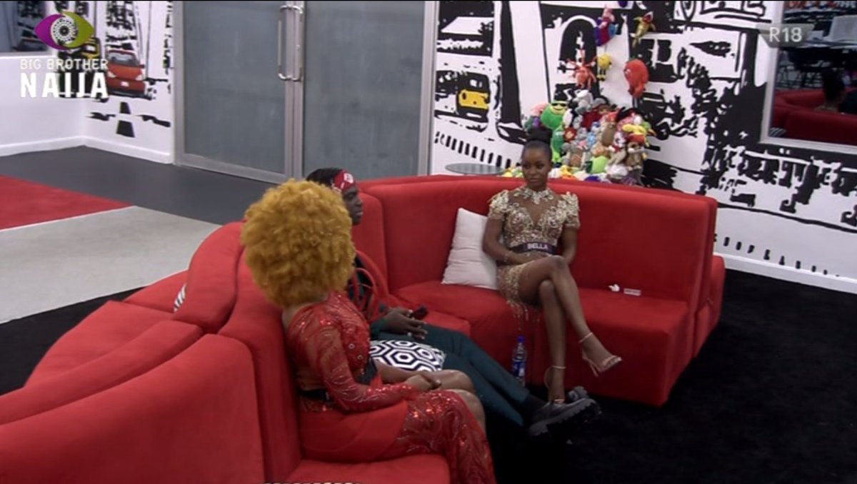 BBNaija's tweet photo. Big Bella is out of the building, guys! Click 👉🏾 https://t.co/ip7MBF3AXY to watch her #BBNaija journey. https://t.co/AhkNiPfLUI