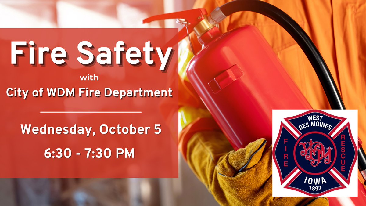 WDMLibrary's tweet photo. Join @wdmfire Wednesday night for helpful and life-saving fire safety tips for your home. Once the tips have been shared, you'll be able to explore a fire truck in the library parking lot! https://t.co/wTo6QVbeHO