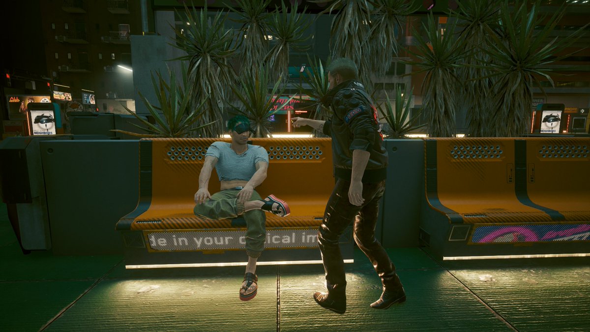 MrDoremifa's tweet photo. @CyberpunkGame "Dude, the floor is green, the plants are green, YOUR HAIR IS GREEN!

#BeyondFast https://t.co/6oTtHY7Psb