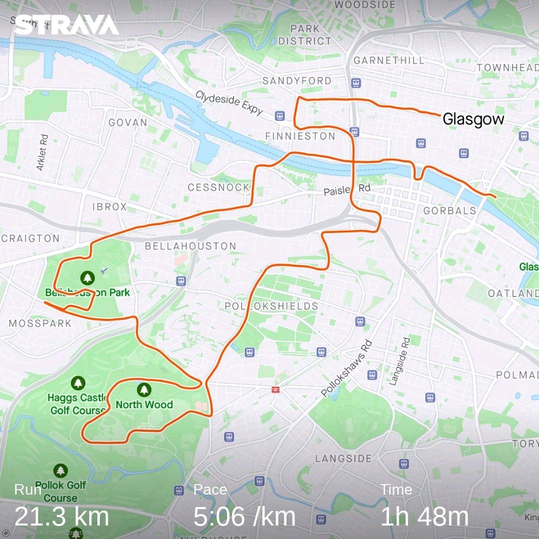 Amazing day for great scottish run.  Fantastic route and support. #runyourcity strava.app.link/cQGyScjYNtb