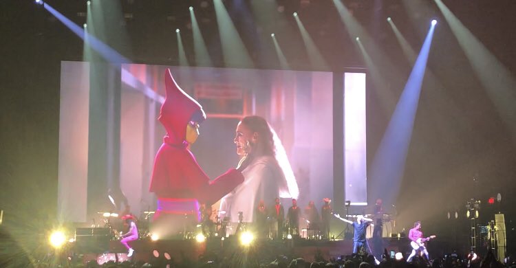 tinycurlyq's tweet photo. The Gorillaz concert last night an was incredible experience. My voice is hoarse from cheering.
I apologized to the mixer (our seats were next to the mixing booth) for my noise.He gave me a set list. 
‘Hearing that excitement is what we do it for’
The whole thing was outstanding! https://t.co/UYR2acVCpC