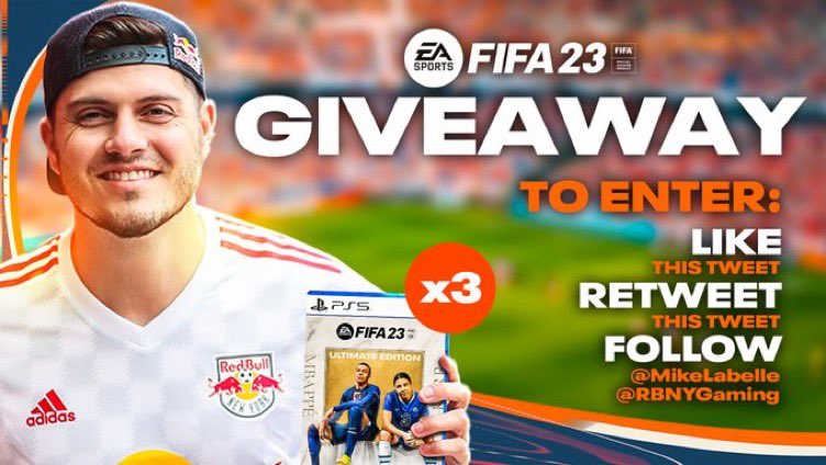 MikeLaBelle's tweet photo. MORE #FIFA23  GIVEAWAYS

3x copies! Beautiful People! 

How to enter:

☑ Like &amp; RT this tweet!
☑ FOLLOW: @MikeLaBelle &amp; @RBNYGaming 

Winners Picked. October 5th https://t.co/QLz3Ka1MkC