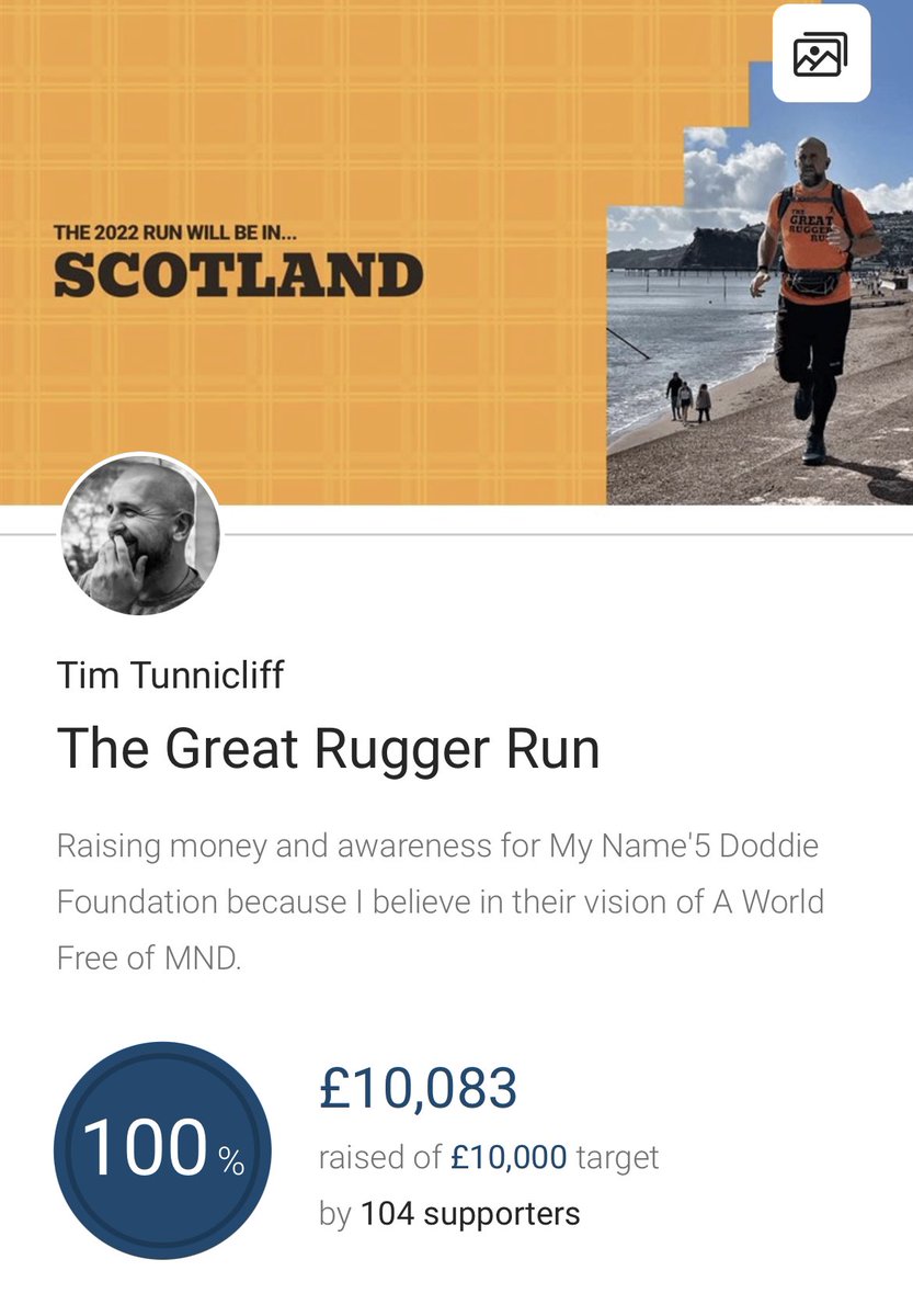 We made it!!!

Thanks to every single person that donated, or supported The Great Rugger Run in any way. It's all hugely appreciated by myself and <a href="/MNDoddie5/">My Name'5 Doddie Foundation</a>.

There are still plenty of more donations to be added - lets see how much we can get!

#fordoddie #MND #rugbyunited