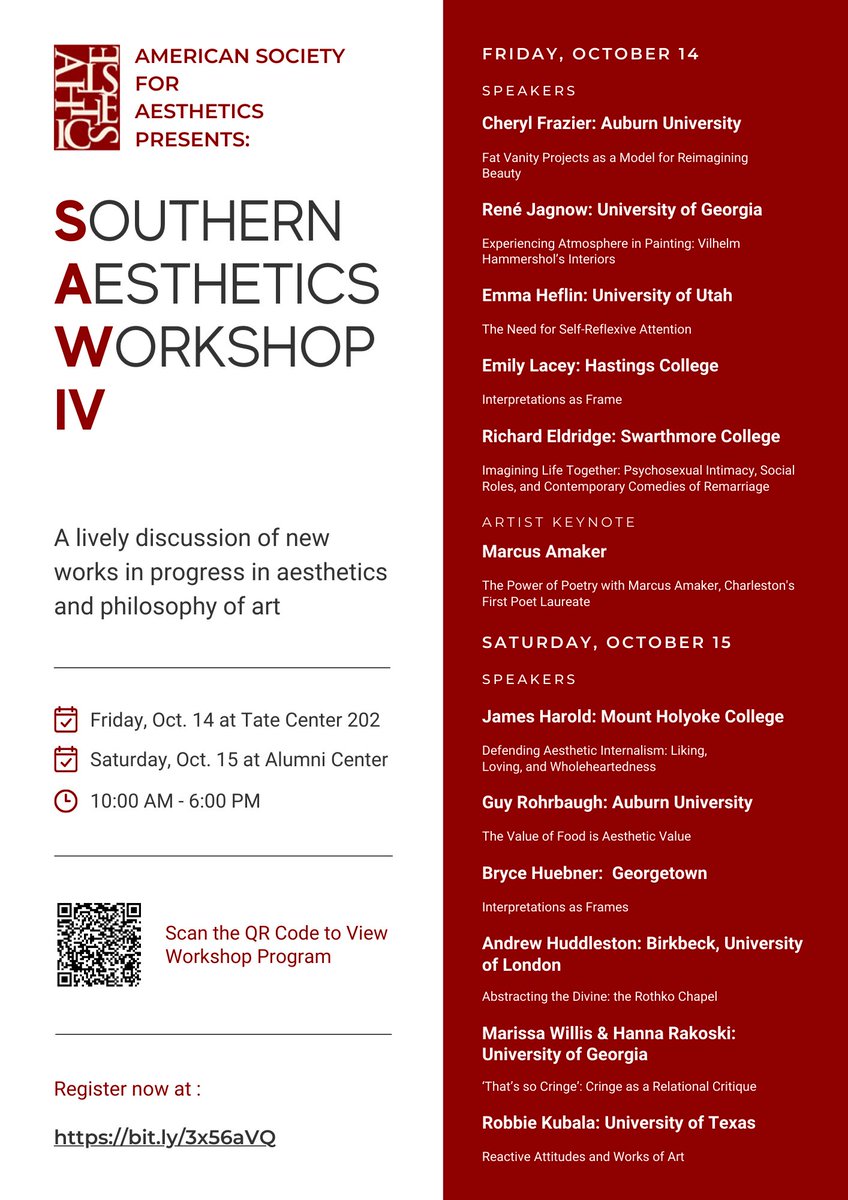 AWGCofC's tweet photo. AWG meeting 10/6 4:15 14 Glebe! We're preparing for SAW4 @cofc by discussing two papers: on fat vanity projects as models for reimagining beauty, &amp; on watching horror movies as a mindfulness technique (by @NeuroYogacara). @sotacofc @hssatcofc @cofchsu @gibbsknotts @cofcphil https://t.co/GmshcYl9Df