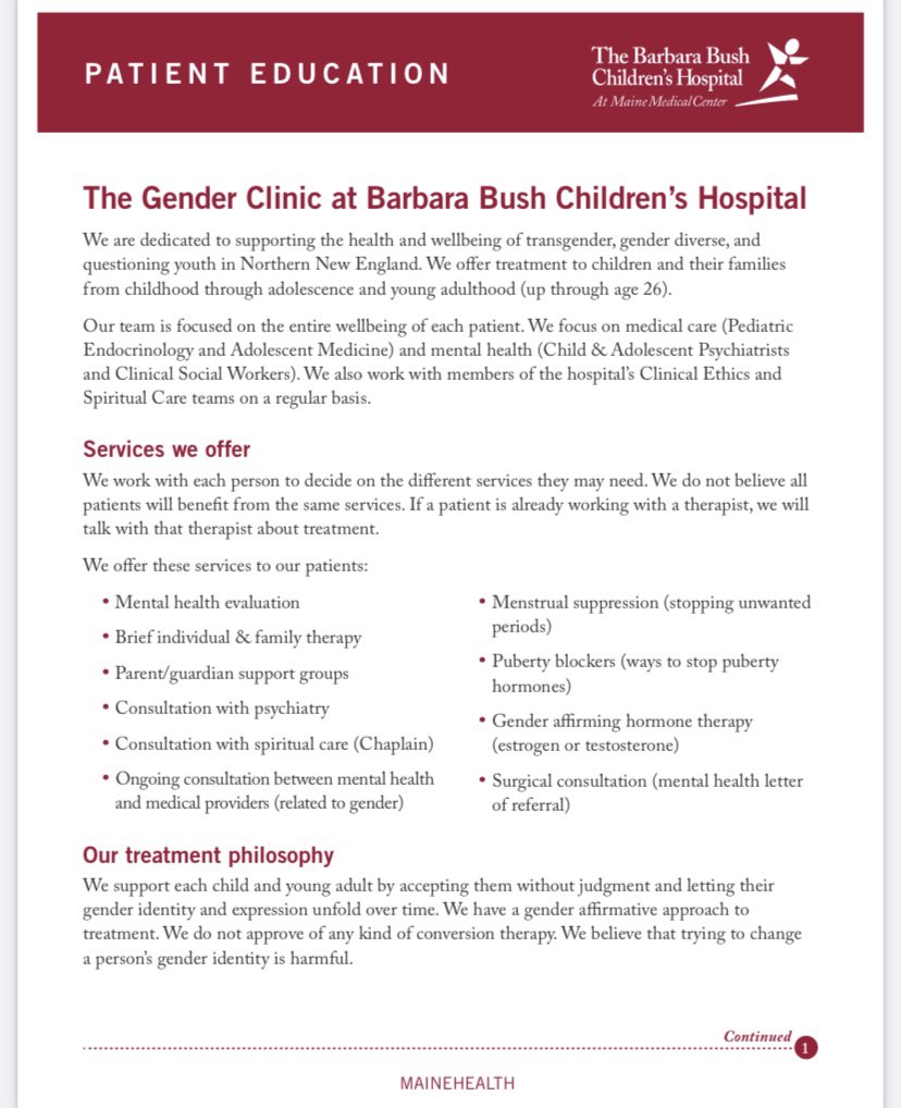 Read more about the article Barbara Bush Children’s Hospital’s ‘Gender Clinic’ boasts that they provide pube