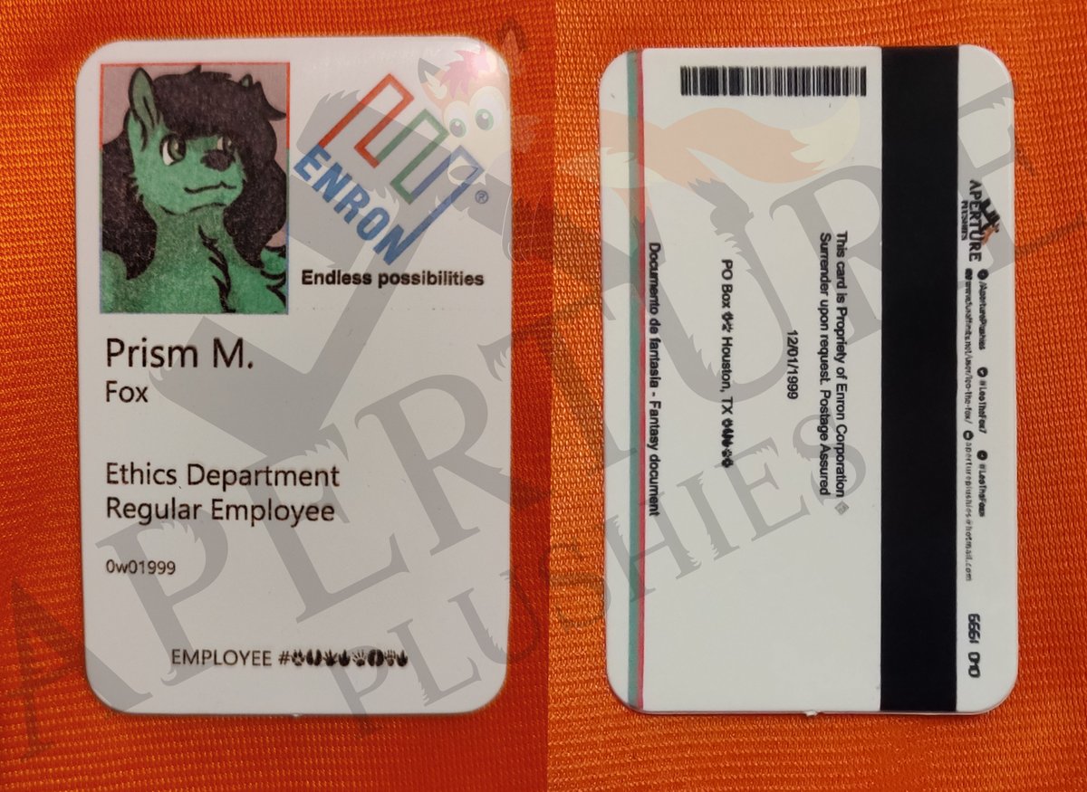 LeoTheFox7's tweet photo. 🇬🇧Finished Enron fantasy ID Card for Prism M. (USA)
Commissions for furry fantasy ID cards are open!
https://t.co/gxpReKtRnM
#commissionsopen #commission #furry #furryfandom #ComisionesAbiertas #FurryID #furries #card #Enron #AperturePlushies https://t.co/JpvJCQhZDI
