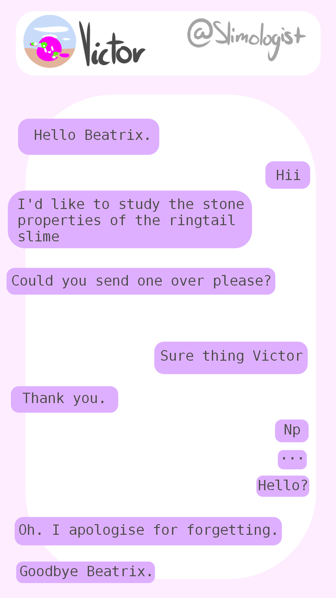 MissEvaJane's tweet photo. Slimetober 2: Stalagmite

Again a little rushed so sorry about that, and idk if twitter will like the fact that I did a halftone sorta effect for the image. 

Anyway just like last time, text convo is on the left and art on the right!

#slimetober #SlimeRancher2 https://t.co/rIbI9Zec1u
