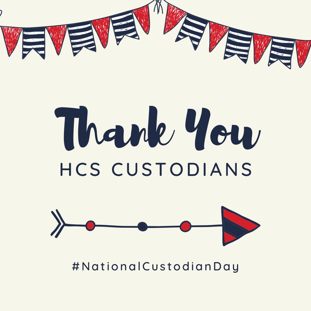 Today is National Custodian Day! We are so thankful for our school  custodians. They work each day to take care of our schools, students &amp; staff. When you see them Monday, be sure to thank them for all that they do for us. #NationalCustodianDay #WeAreHWD