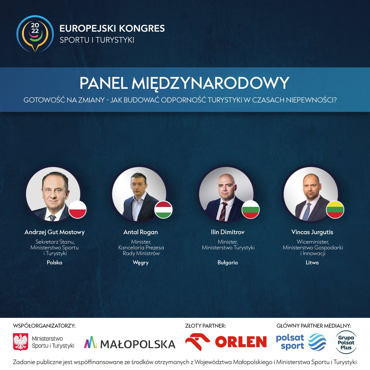 sbs_eksit's tweet photo. Mamy przyjemność zapowiedzieć pierwszy panel międzynarodowy 🤝🏻

Gotowość na zmiany- jak budować odporność turystyki w czasach niepewności?

Prelegenci:
 
1. Andrzej Gut Mostowy @GutMostowy

2. Antal Rogan 🇭🇺

3. Ilin Dimitrov 🇧🇬

4.Vincas Jurgutis 🇱🇹

#EKSiT #Kongres2022 https://t.co/Hb0DX0PHaw