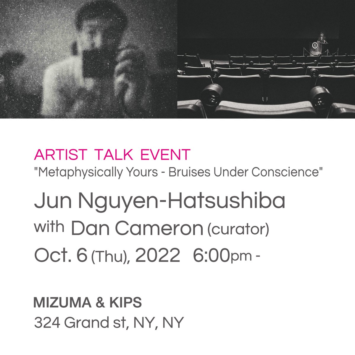 art_mkw's tweet photo. We are excited share ARTIST TALK EVENT:
Jun Nguyen-Hatsushiba and Dan Cameron's (curator) talk in Oct.6 6;00pm- at Mizuma &amp; Kips in 324 Grand st, NY, NY.

#JunNguyenHatsushiba
#mizumaartgllery #mizuma #art #kipsgallery #asiansociety #dancameron https://t.co/X2oXMXanWA