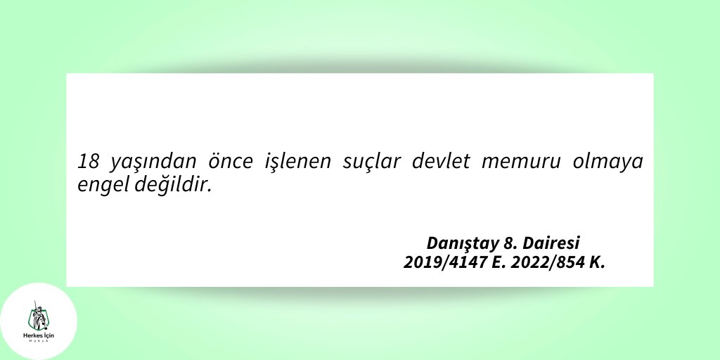 18 yaşından önce işlenen suçlar devlet memuru olmaya engel değildir. 
#Yargıtay #hukuk #karar